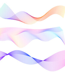 Design elements. Wave of many gray, color lines. Abstract wavy stripes on white background isolated. Creative line art. Vector illustration EPS 10.