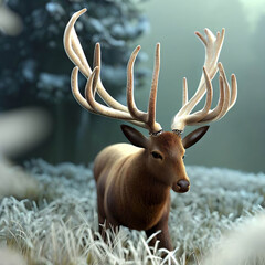 A deer in the forest. Generative AI.