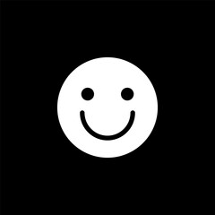Fototapeta premium Smile icon. Happy face icon. Customer feedback vector emoticon. White smile icon on black background.