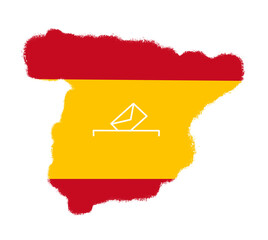 Obraz premium Map of Spain with flag colors and symbol of Spain elections, PNG
