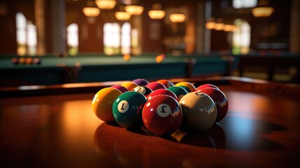 billiard balls on a table