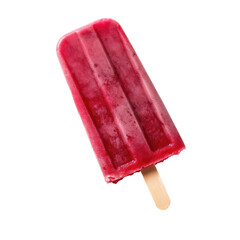 a Raspberry cream popsicle, fresh fruit, delightful treat, cold and sweet, frozen treat, Food-themed, cutout, isolated, photorealistic illustrations in a PNG. Generative AI