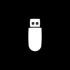 Flash Drive icon symbol isolated on black background hand drawn
