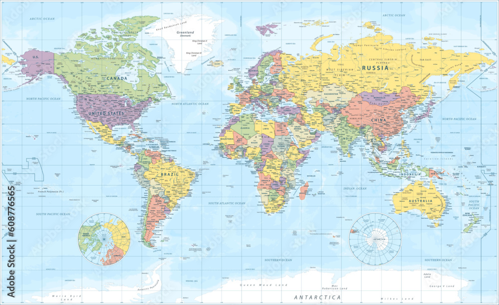 Poster World map - highly detailed vector illustration