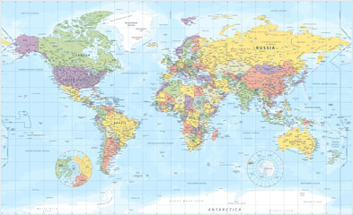 Fototapeta na wymiar World map - highly detailed vector illustration