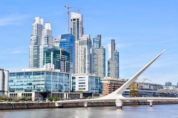 Photo of a breathtaking cityscape of Buenos Aires seen from Puerto Madero
