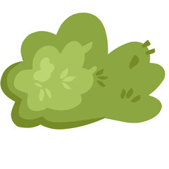 Garden green bush. Vector set of vegetation bushes, grass and trees. Cartoon icon for decorate landscape park, backyard, forest. Spring or summer plants, trees, hedges, shrubs with branches and leaves