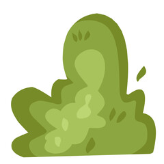 Garden green bush. Vector set of vegetation bushes, grass and trees. Cartoon icon for decorate landscape park, backyard, forest. Spring or summer plants, trees, hedges, shrubs with branches and leaves
