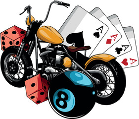 vector illustration of Motorbike with pub game