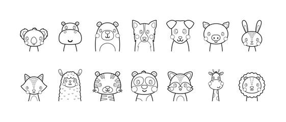 Fully editable coloring ilustrations of different animals.