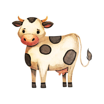 Cow Watercolor Illustration