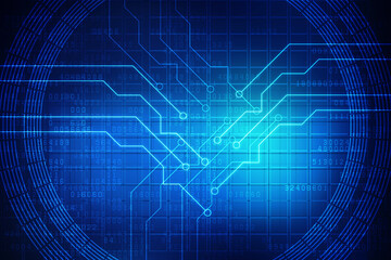 2d illustration Abstract futuristic electronic circuit technology background
