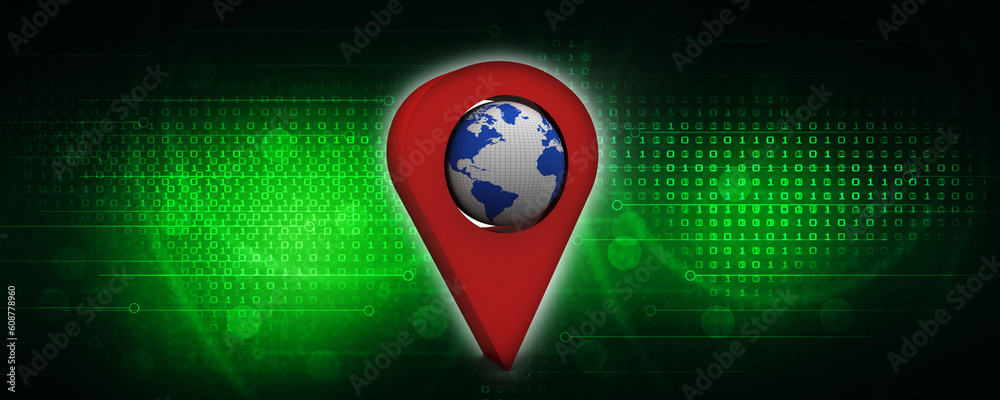 Poster 3d rendering red map pointer