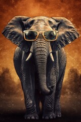 Elephant looking cool with black sunglasses. Generative AI