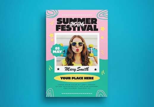 Pink Summer Festival Flyer Layout
