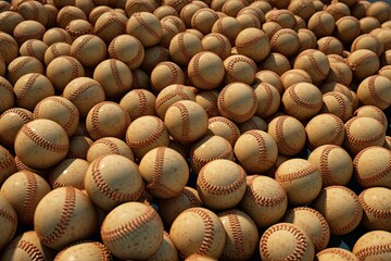 many baseballs are all laying on the ground Generative AI