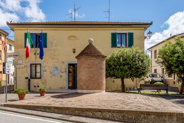 The town hall building in Orciano Pisano, Pisa, Italy 