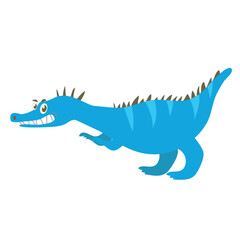 Clipart cute Suchomimus dino on a white background. Funny cartoon dinosaur isolated on white background for packing paper, fabric, postcard, clothing, printable game card. Vector file.