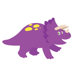 Clipart cute Triceratops dino on a white background. Funny cartoon dinosaur isolated on white background for packing paper, fabric, postcard, clothing, printable game card. Vector file.