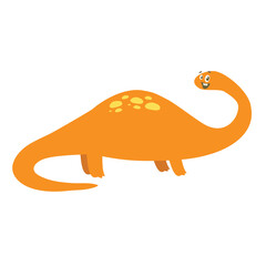 Clipart cute Bronotosaurus dino on a white background. Funny cartoon dinosaur isolated on white background for packing paper, fabric, postcard, clothing, printable game card. Vector file.