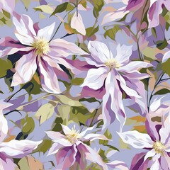 Abstract flowers painting, seamless floral repeating pattern. Generative AI