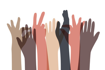 diversity hands gesturing rise up