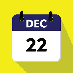 22 december icon, new calender, calender icon