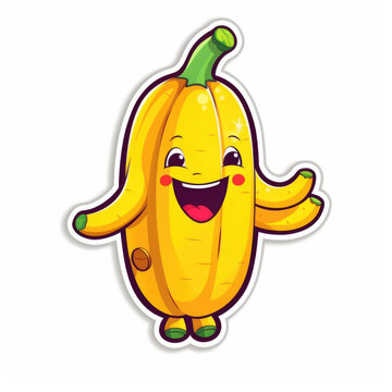 Cartoon funny fruits. Happy Banana.