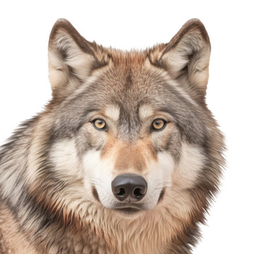 a beautiful Timberwolf portrait, piercing gaze, wild beauty,  Wildlife-themed, photorealistic illustrations in a PNG, cutout, and isolated. Generative AI