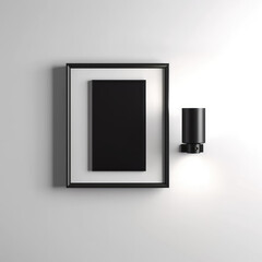 Modern iterior mockup, white brick wall, empty frame for poster. 3d illustration, Generative AI