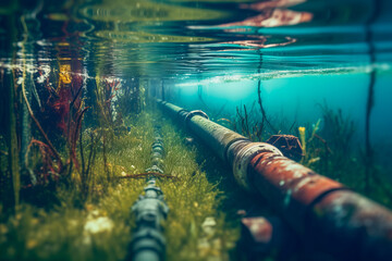 Gas pipeline under water AI generated picture