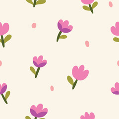 Vector floral seamless pattern. Vintage botanical background. Trendy Illustration with small flowers.