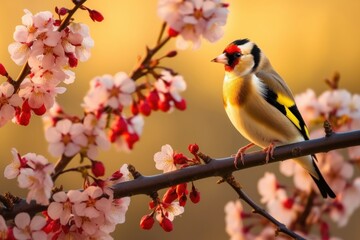 Fototapeta premium Goldfinch (Carduelis carduelis) - Single bird. Generative AI