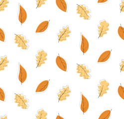 Seamless pattern with autumn leaves on a white background