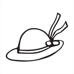 doodle art. hat. female headdress. black outline. on a white background. vector drawing. for the beach and from the sun.