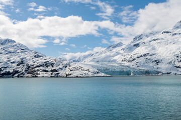 Fototapeta na wymiar Lamplugh Glacier is an 8-mile-long glacier located in Glacier Bay National Park and Preserve in the U.S. state of Alaska near Johns Hopkins Inlet.