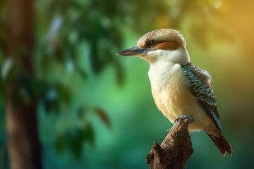 Fototapeta premium Laughing Kookaburra perched. Generative AI