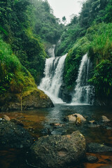 Fototapeta na wymiar Beautiful view of water waterfall in Indonesia