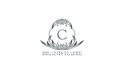 Vector floral logo design with initial letter C for natural products, flower shop, cosmetics, organic, eco concept, health, spa, restaurant, hotel, business