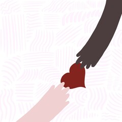 Pace universale, amore per il diverso, armonia tra le razze, uguaglianza tra i popoli, mano bianca e nera, futuro cosmopolita, rispetto per le nazioni diverse