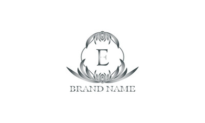 Vector floral logo design with initial letter E for natural products, flower shop, cosmetics, organic, eco concept, health, spa, restaurant, hotel, business