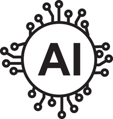 circle logo artificial intelligence vector symbol in black for social media needs, apps and posters and others