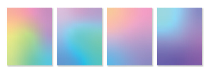Set of 4vector gradient backgrounds saturated rainbow colors with soft transitions. For brochures, booklets, banners, branding, posters, social media and other projects. For web and print