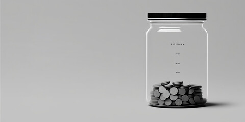 ai generated Illustration finance item jar half full of pennies