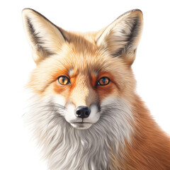 Fototapeta premium a Red Fox portrait in a Wildlife-themed, photorealistic illustration in a PNG format, cutout, and isolated. Generative AI