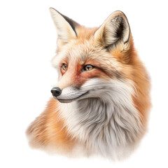 Fototapeta premium a Red Fox portrait in a Wildlife-themed, photorealistic illustration in a PNG format, cutout, and isolated. Generative AI