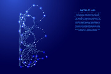 Traffic light, from futuristic polygonal blue lines and glowing stars for banner, poster, greeting card. Low poly concept. Vector illustration.