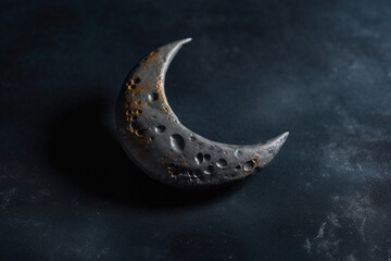 Plakat one crescent moon on gray background Generative AI