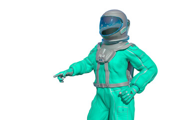 astronaut is saying over there on white background