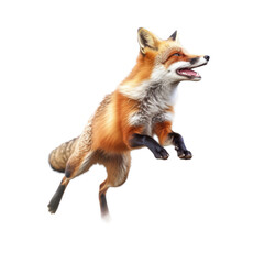 Fototapeta premium a red fox in-motion in a Wildlife-themed, illustration in a PNG, cutout, and isolated. Generative ai